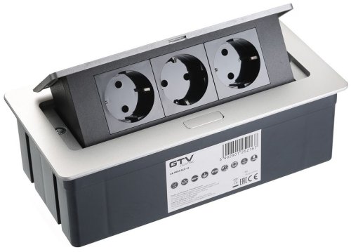 Розетка встраиваемая полуавтоматическая GTV 3-м. 240х120х73мм серый картинка